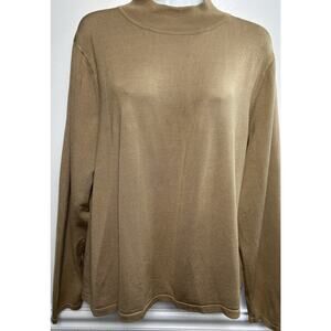 Pendleton Tan Mock Neck Pullover Sweater Silk Blend Women’s XL Classic Preppy